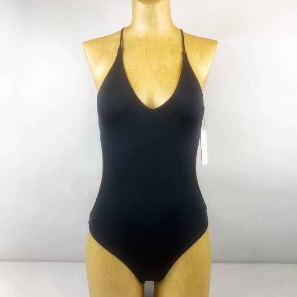 Vince Camuto 1 Piece Black Swimsuit with Gold Hardware Detail - Picture 4 of 10